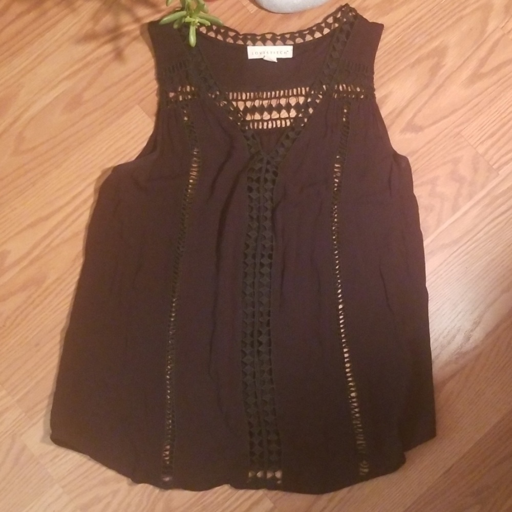 Boho‎ Lovestitch black crochet top med
